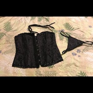 Black Corset with G-string Set